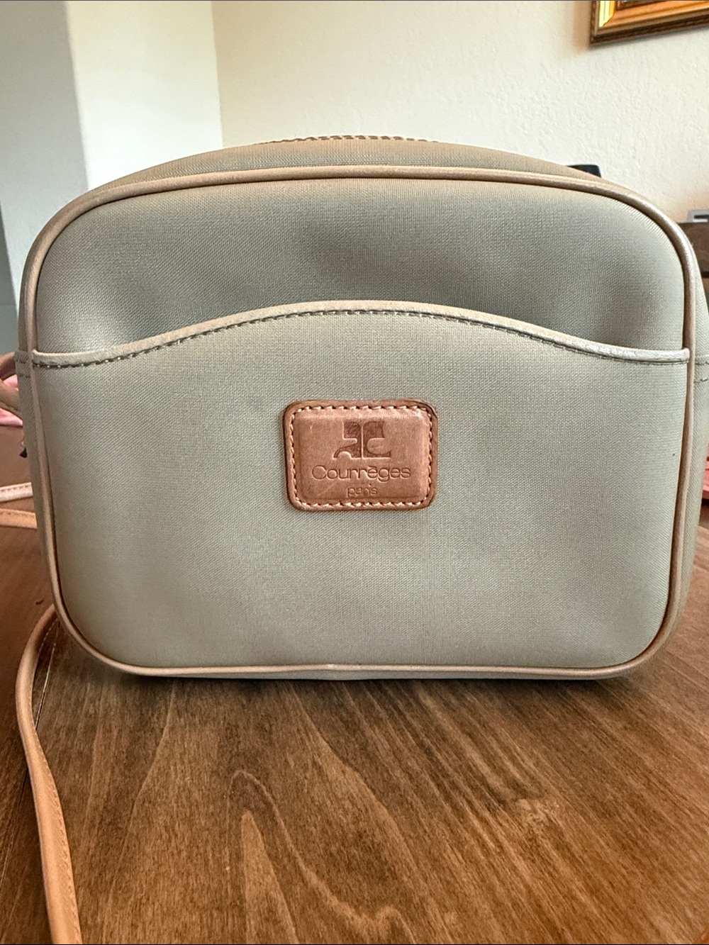 Beige Crossbody Bag with Tan Trim